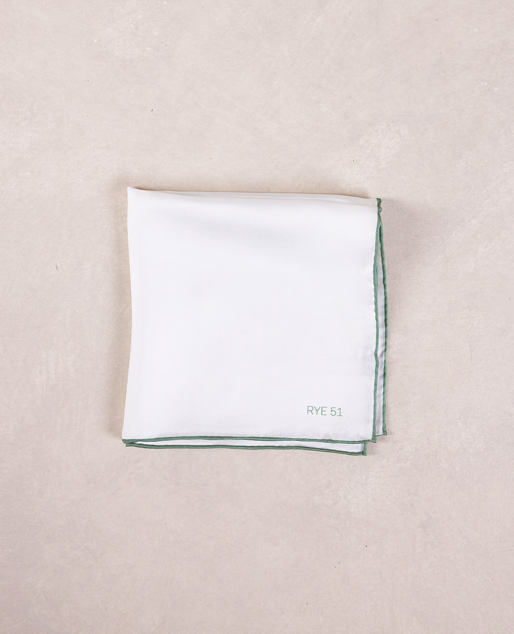 The Silk Pocket Square - 100% Silk Pocket Square - Solid White w/ Contrast Green Trim